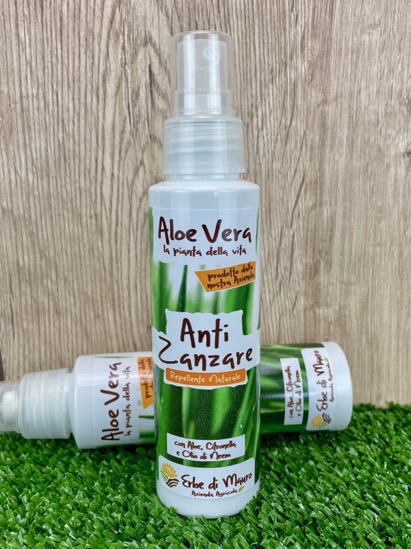 Spray Anti Zanzare, Aloe Vera, Citronella ed Olio di Neem 100ml-Cosmetici per l'Estate