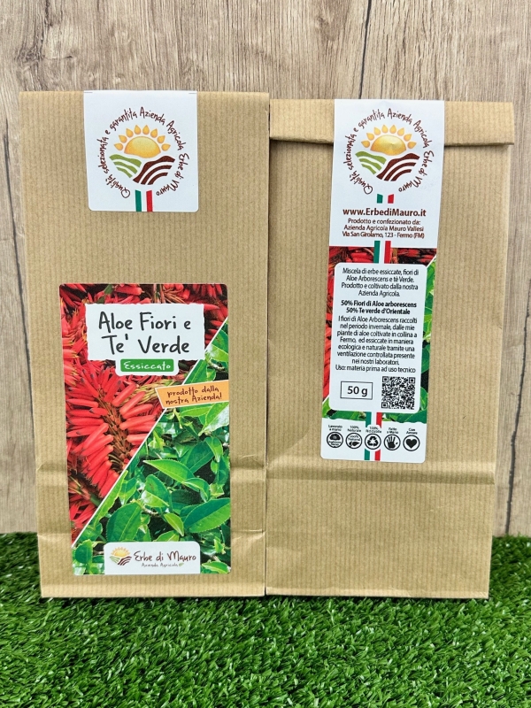 Aloe Arborescens Fiori e tè Verde, 50-500g, 1kg-Tisane ed Essiccati
