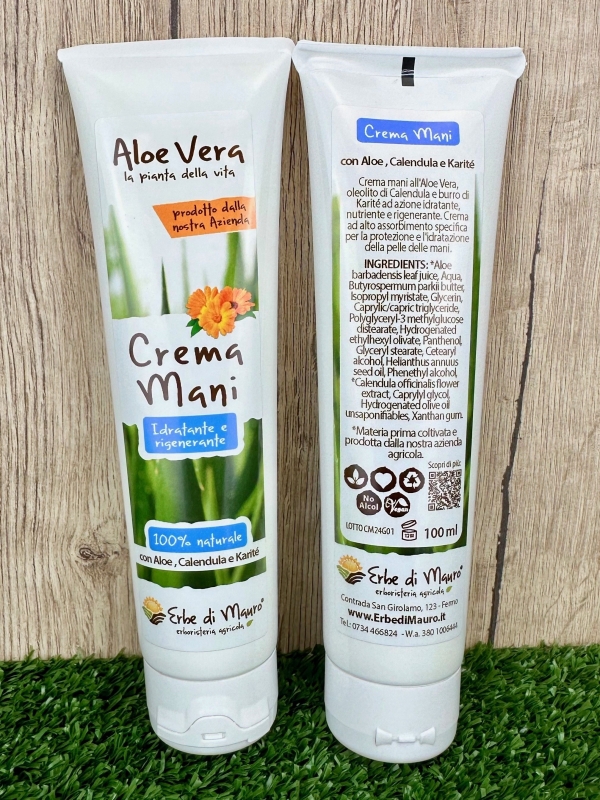 Crema Mani all'Aloe Vera, burro di Karité e Calendula 50ml-Cosmetici all'Aloe Vera