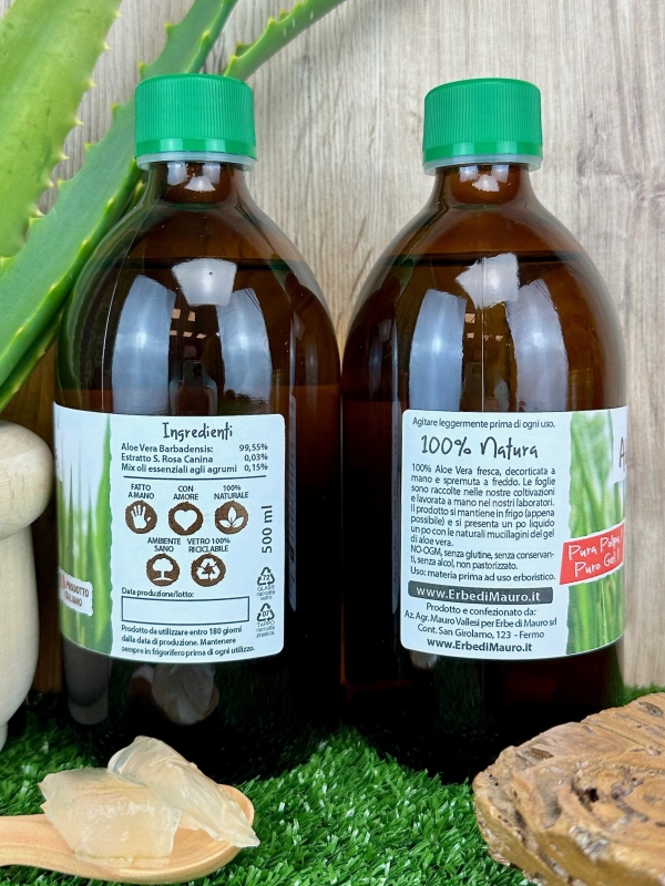 Succo Aloe Vera Concentrato 5x , senza Aloina, 500ml-1l-Aloe puro