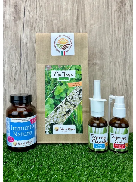 Pacchetto Respiro libero, spray gola e naso all'aloe vera, tisana no toss, integratore immuno