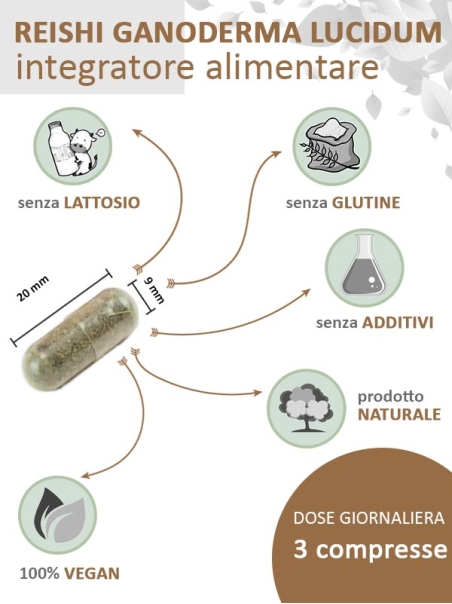 Reishi (Ganoderma lucidum) integratore alimentare, in capsule