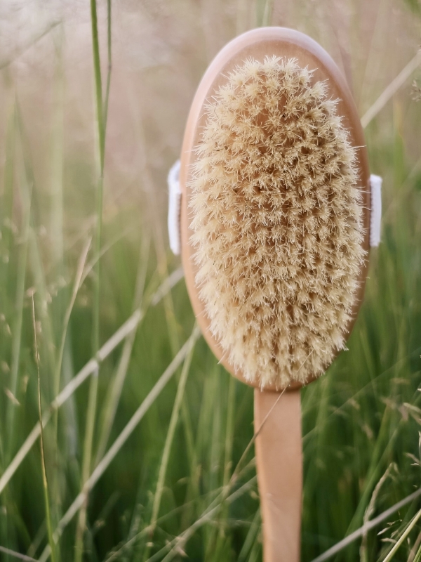 Body brush with handle, natural bristles, Eco and Wellness