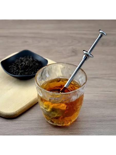 Infuseur télescopique pour thé et tisanes, en acier inoxydable et à ouverture automatique