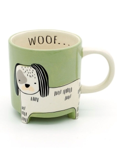 Ceramic mug with dog, green color 2