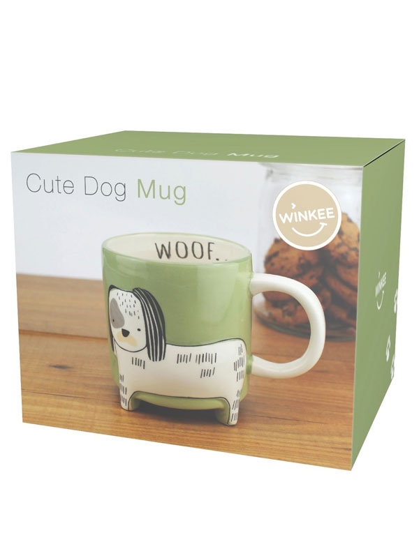 Tazza in ceramica con Cane, color verde