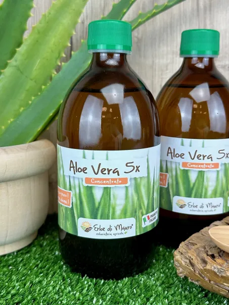 Succo Aloe Vera Concentrato 5x , senza Aloina, 500ml-1l