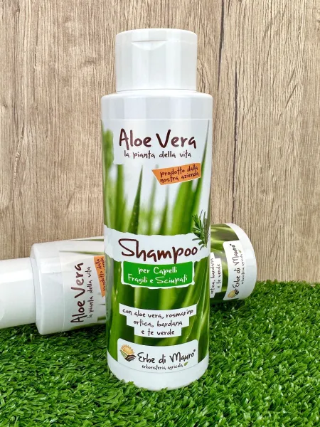 Shampoo per capelli fragili e sciupati, con aloe vera, rosmarino, ortica 200ml, Cosmesi naturale all'aloe vera 2