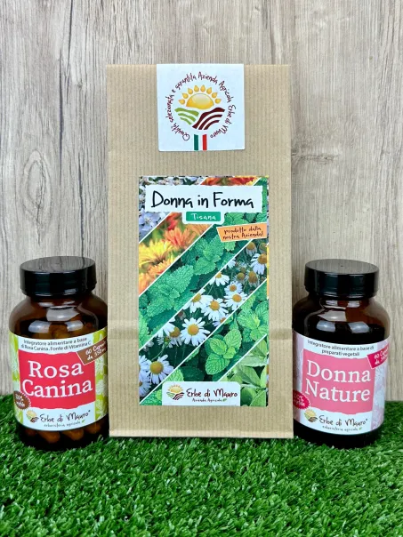 Pacchetto Donna in Forma, con integratore Donna Nature, Rosa Canina e tisana Donna in Forma