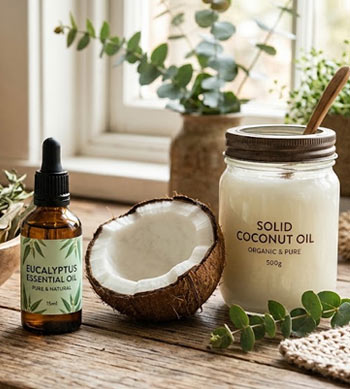 olio di cocco ed eucalipto