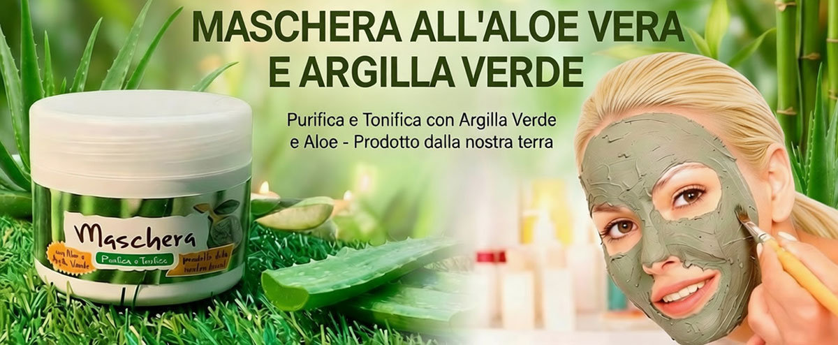 maschera aloe vera argilla verde